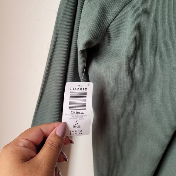 Torrid Plus Size Ribbed Square Neck Henley Blouse - Picture 8 of 13